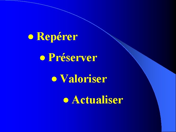  Repérer Préserver Valoriser Actualiser 