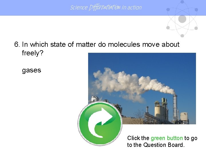 Science Differentiation in action 6. In which state of matter do molecules move about