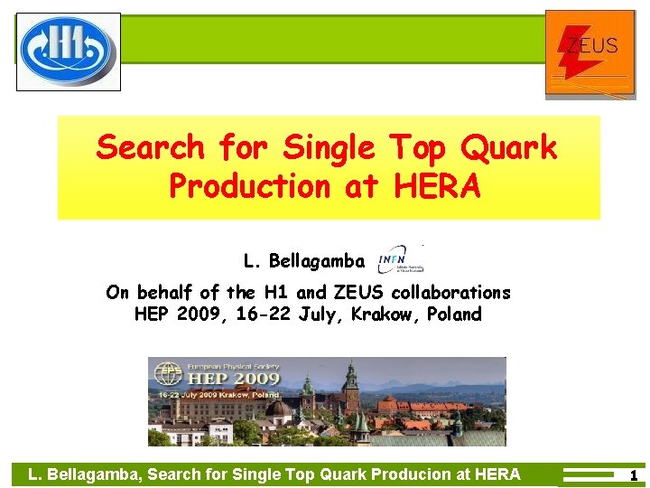 Search for Single Top Quark Production at HERA L. Bellagamba On behalf of the