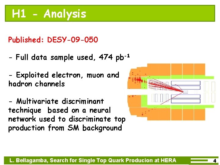 H 1 - Analysis Published: DESY-09 -050 - Full data sample used, 474 pb-1