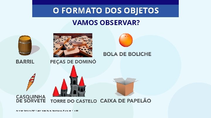 O FORMATO DOS OBJETOS VAMOS OBSERVAR? Aprender Sempre, 2021. Caderno do Aluno, Matemática, 3º