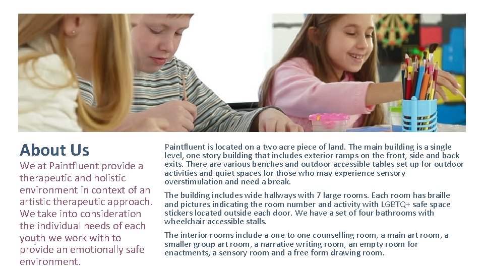 About Us We at Paintfluent provide a therapeutic and holistic environment in context of