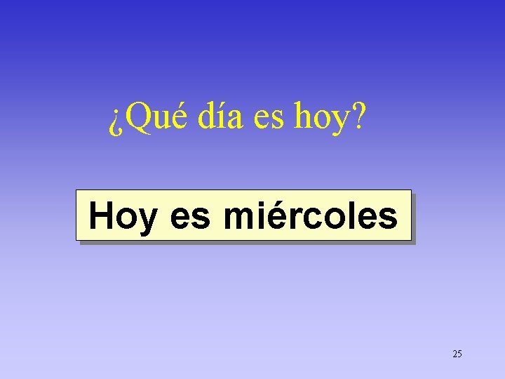¿Qué día es hoy? Hoy es miércoles 25 