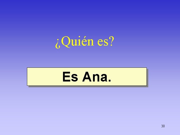 ¿Quién es? Es Ana. 30 