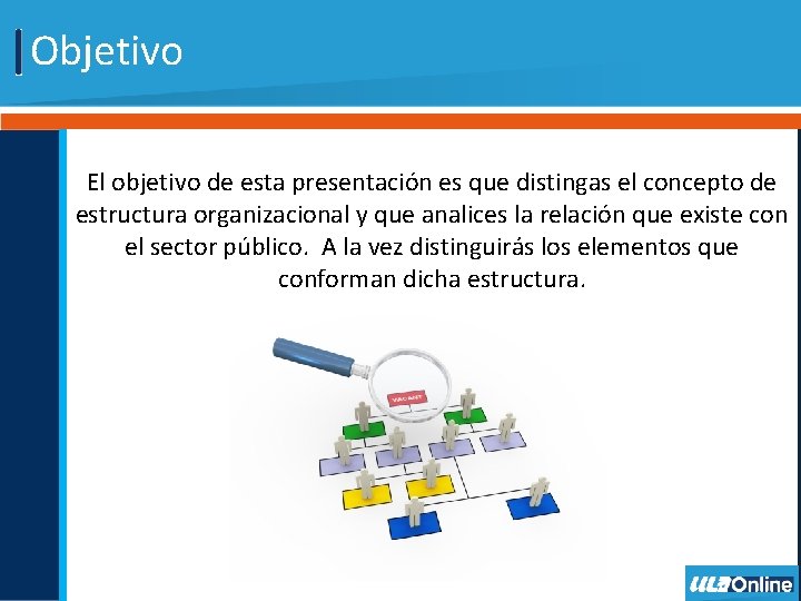 Objetivo El objetivo de esta presentación es que distingas el concepto de estructura organizacional