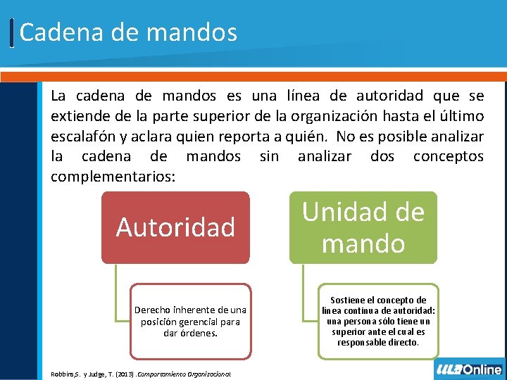 Cadena de mandos La cadena de mandos es una línea de autoridad que se