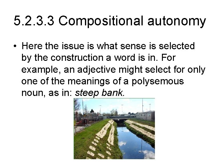 5. 2. 3. 3 Compositional autonomy • Here the issue is what sense is