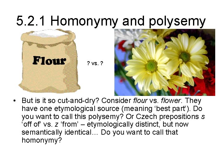 5. 2. 1 Homonymy and polysemy ? vs. ? • But is it so