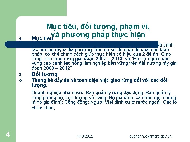 1. Mục tiêu, đối tượng, phạm vi, và phương pháp thực hiện Mục tiêu