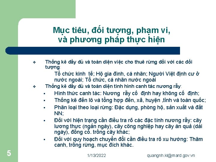 Mục tiêu, đối tượng, phạm vi, và phương pháp thực hiện v Thống kê