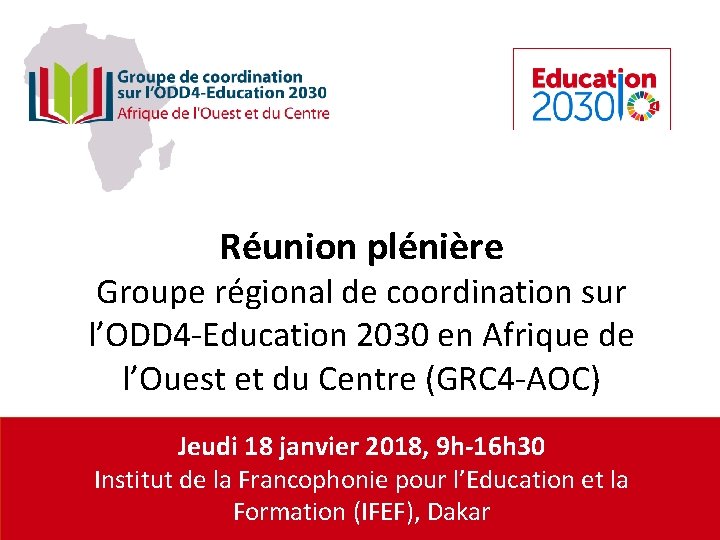 Réunion plénière Groupe régional de coordination sur l’ODD 4 -Education 2030 en Afrique de