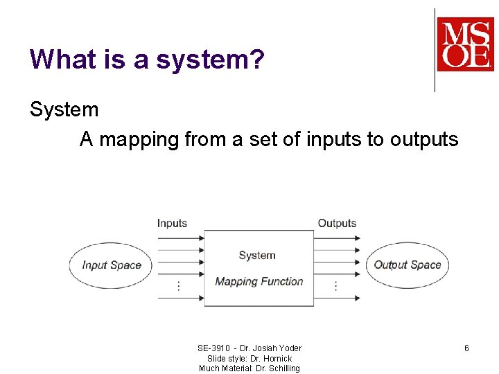 What is a system? System A mapping from a set of inputs to outputs