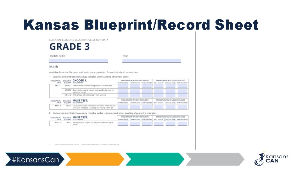 Kansas Blueprint/Record Sheet 
