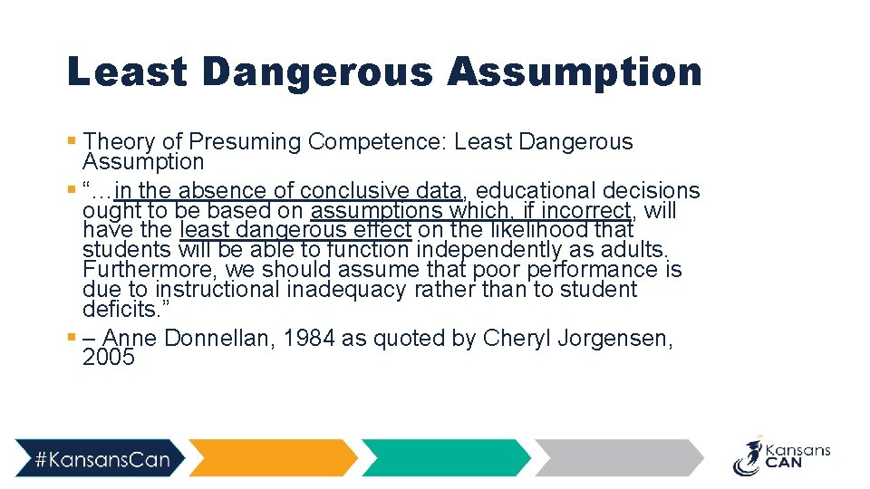 Least Dangerous Assumption § Theory of Presuming Competence: Least Dangerous Assumption § “…in the