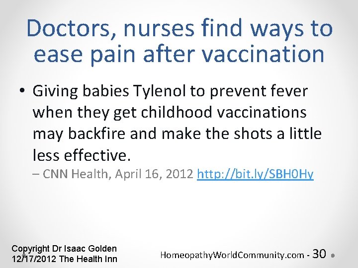 Doctors, nurses find ways to ease pain after vaccination • Giving babies Tylenol to