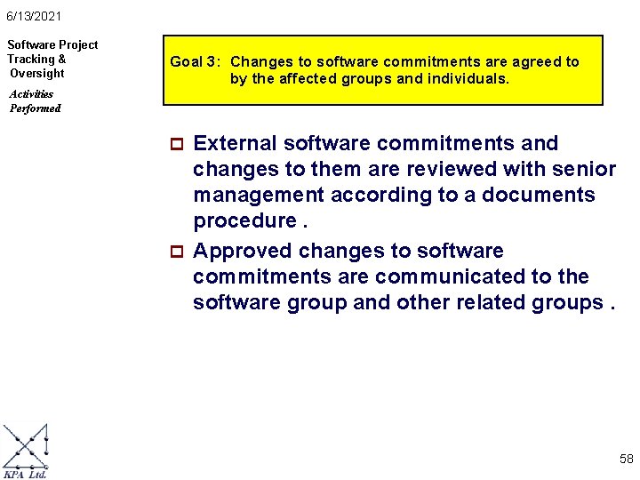 6/13/2021 Software Project Tracking & Oversight Goal 3: Changes to software commitments are agreed