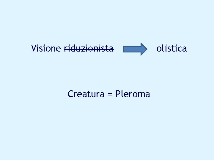 Visione riduzionista Creatura ≠ Pleroma olistica 