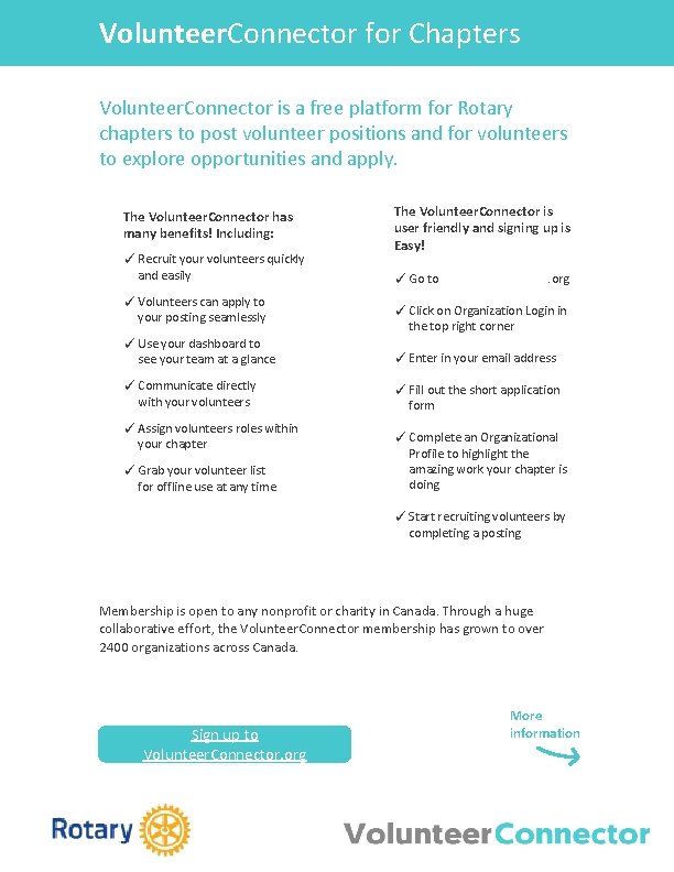 Volunteer Connector for Chapters Volunteer Connector is a