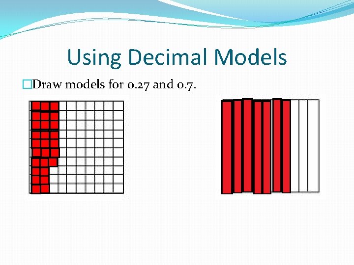 Using Decimal Models �Draw models for 0. 27 and 0. 7. 