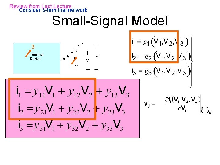 Review from Last Lecture Consider 3 -terminal network Small-Signal Model 3 Review from Last Lecture Consider 3 -terminal network Small-Signal Model 3