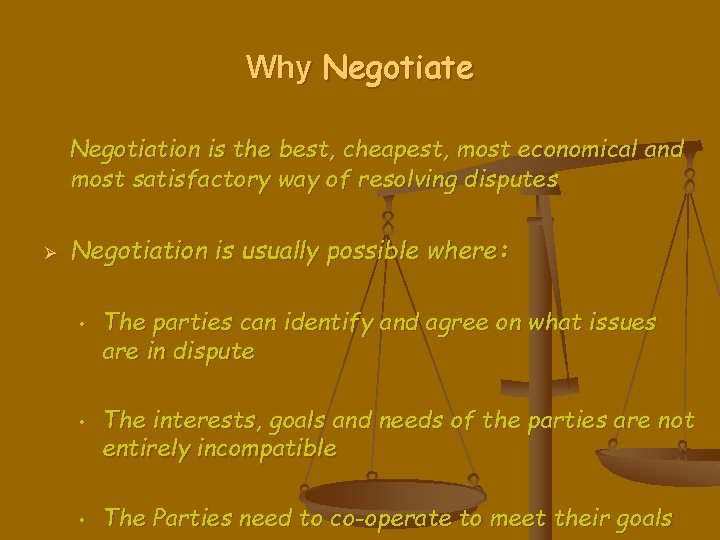 Why Negotiate Negotiation is the best, cheapest, most economical and most satisfactory way of