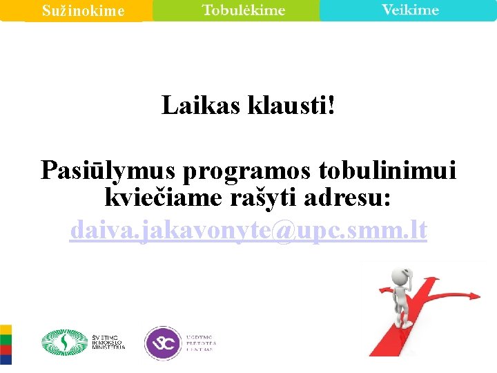 Sužinokime Laikas klausti! Pasiūlymus programos tobulinimui kviečiame rašyti adresu: daiva. jakavonyte@upc. smm. lt 34