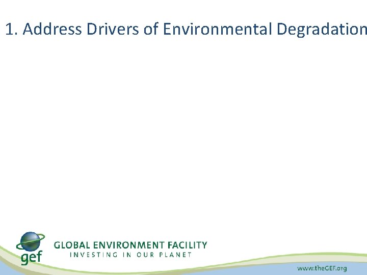 1. Address Drivers of Environmental Degradation 