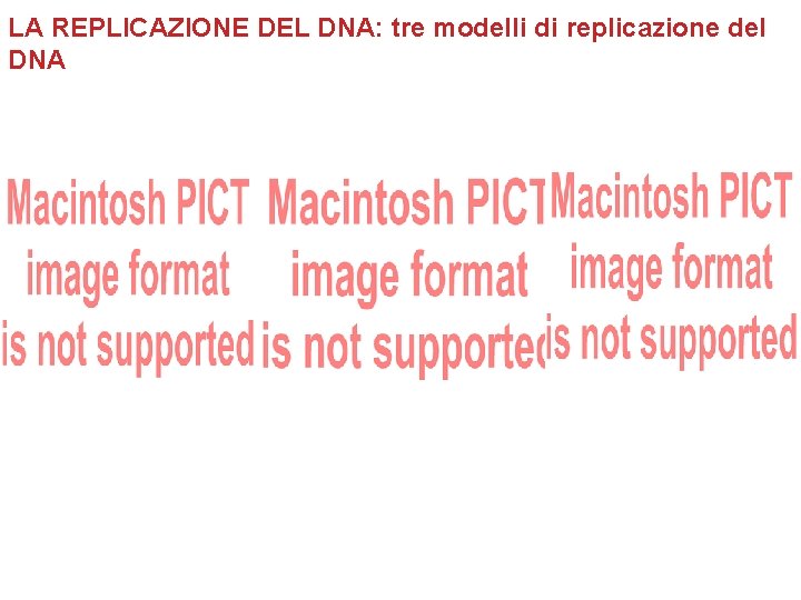 LA REPLICAZIONE DEL DNA: tre modelli di replicazione del DNA 