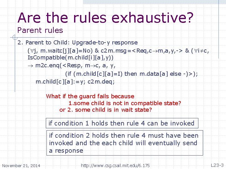 Are the rules exhaustive? Parent rules 2. Parent to Child: Upgrade-to-y response ( j,