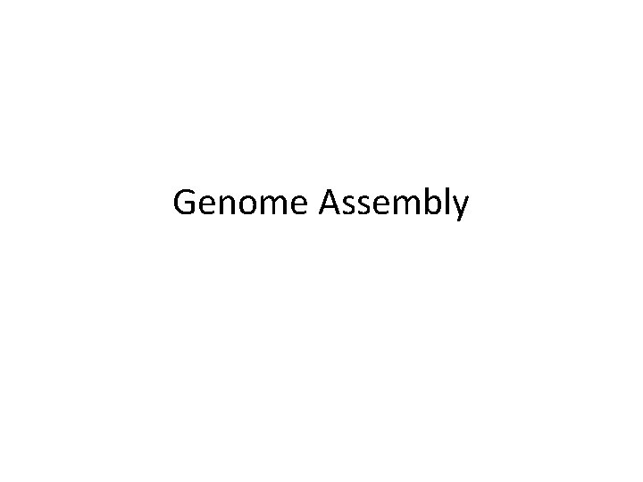 Genome Assembly 