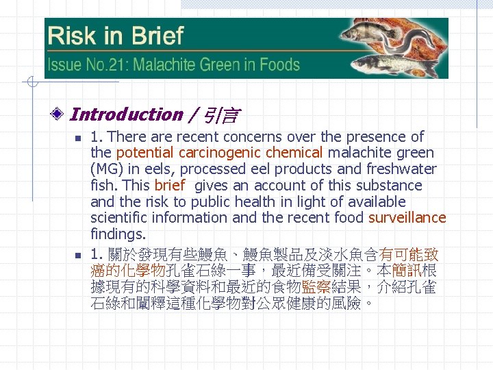 Introduction / 引言 n n 1. There are recent concerns over the presence of