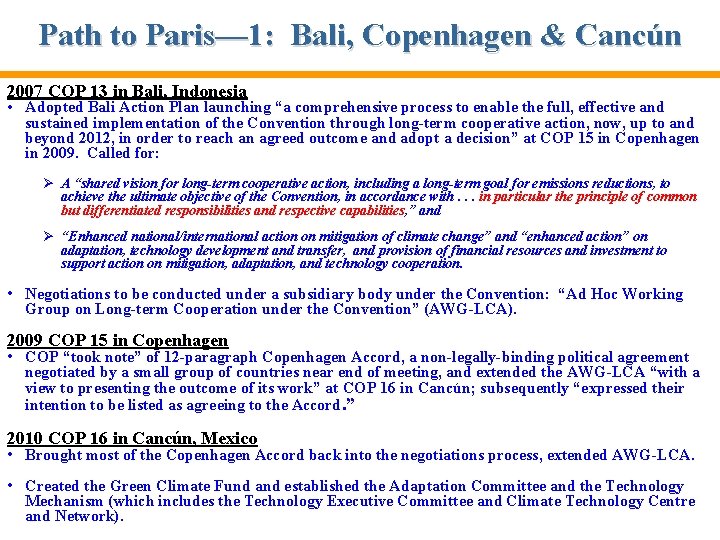 Path to Paris— 1: Bali, Copenhagen & Cancún 2007 COP 13 in Bali, Indonesia