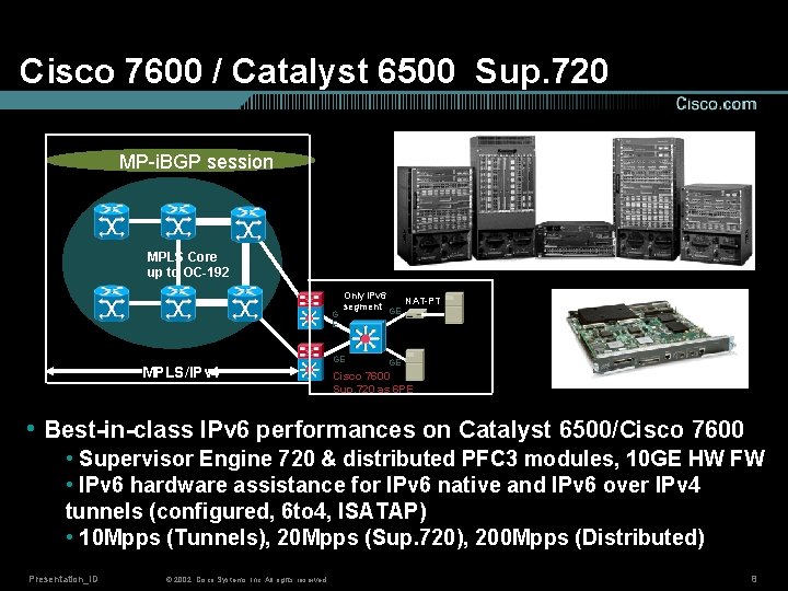 Cisco 7600 / Catalyst 6500 Sup. 720 MP-i. BGP session MPLS Core up to