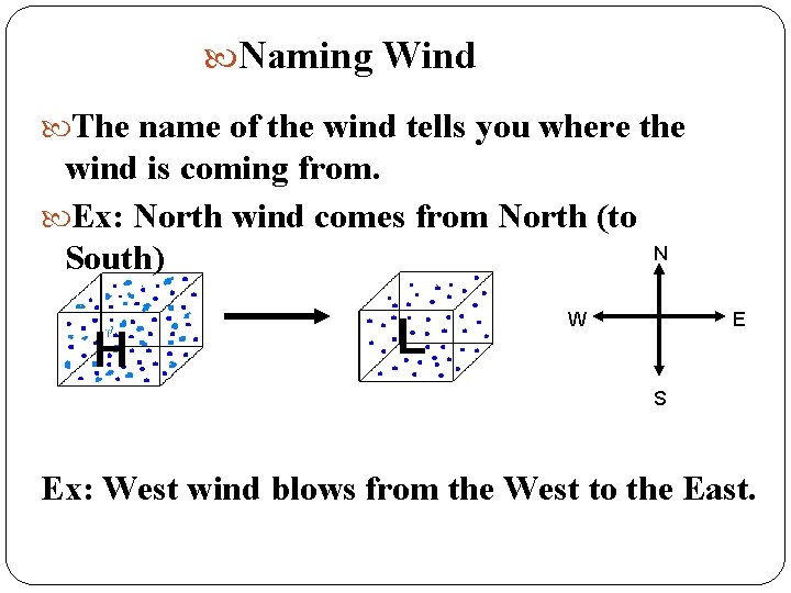  Naming Wind The name of the wind tells you where the wind is