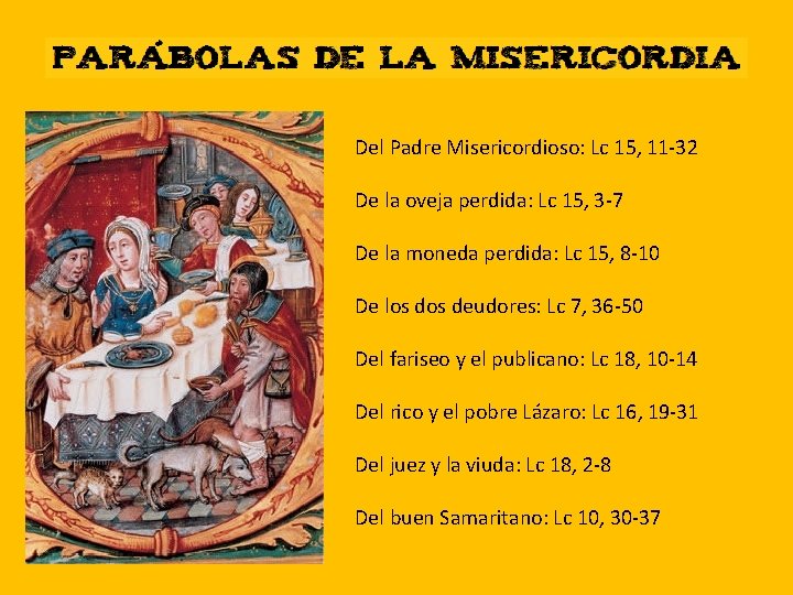 Del Padre Misericordioso: Lc 15, 11 -32 De la oveja perdida: Lc 15, 3