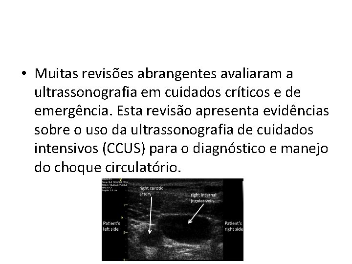  • Muitas revisões abrangentes avaliaram a ultrassonografia em cuidados críticos e de emergência.