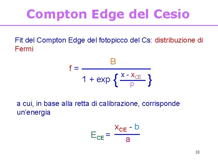 Compton Edge del Cesio Fit del Compton Edge del fotopicco del Cs: distribuzione di