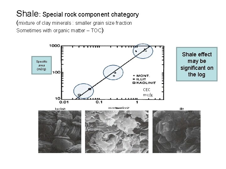 Shale: Special rock component chategory (mixture of clay minerals : smaller grain size fraction