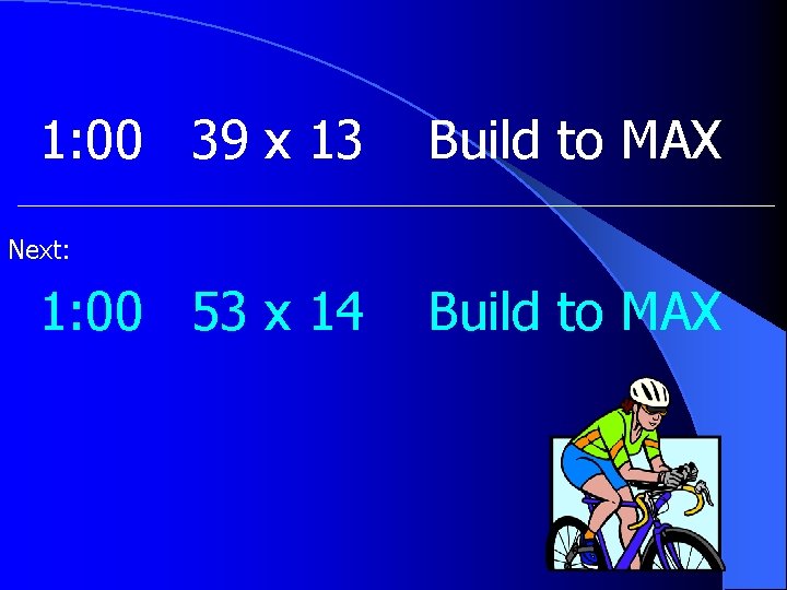 1: 00 39 x 13 Build to MAX Next: 1: 00 53 x 14