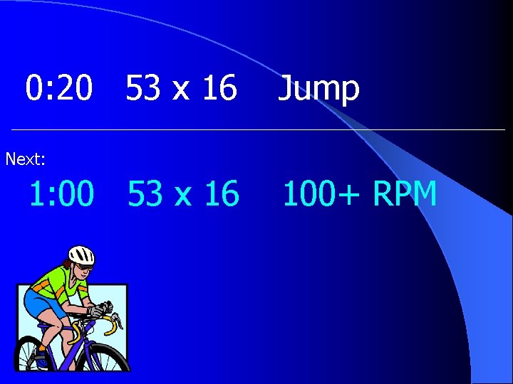 0: 20 53 x 16 Jump Next: 1: 00 53 x 16 100+ RPM