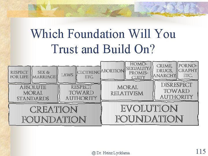 Which Foundation Will You Trust and Build On? @ Dr. Heinz Lycklama 115 