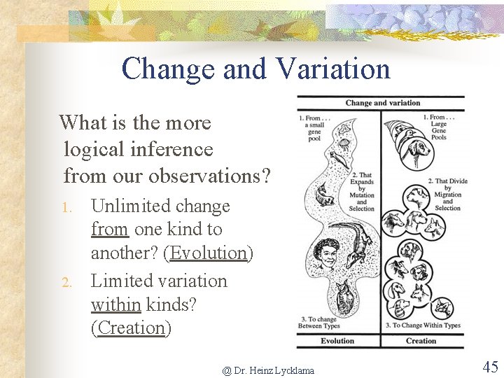 Change and Variation What is the more logical inference from our observations? 1. 2.