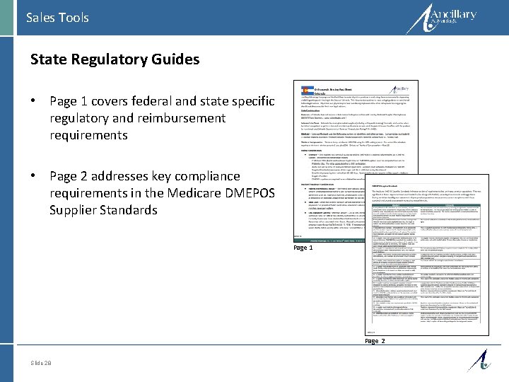 Sales Tools State Regulatory Guides • Page 1 covers federal and state specific regulatory