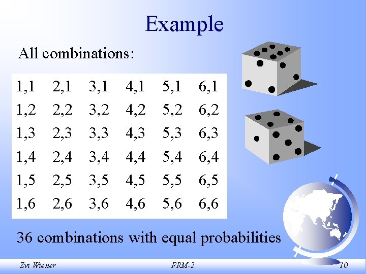 Example All combinations: 1, 1 1, 2 1, 3 1, 4 1, 5 1,