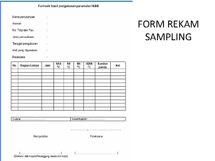 FORM REKAM SAMPLING 