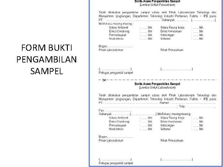 FORM BUKTI PENGAMBILAN SAMPEL 