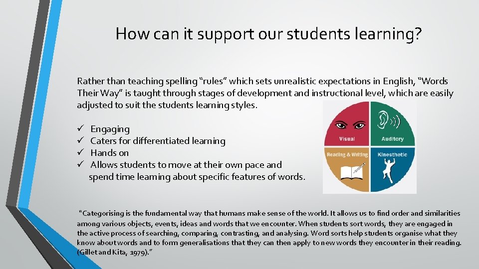 How can it support our students learning? Rather than teaching spelling “rules” which sets