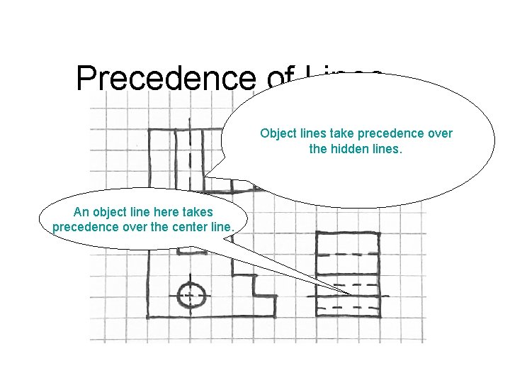 Precedence of Lines Object lines take precedence over the hidden lines. An object line