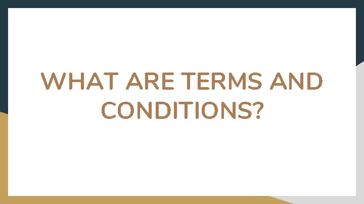 WHAT ARE TERMS AND CONDITIONS? 