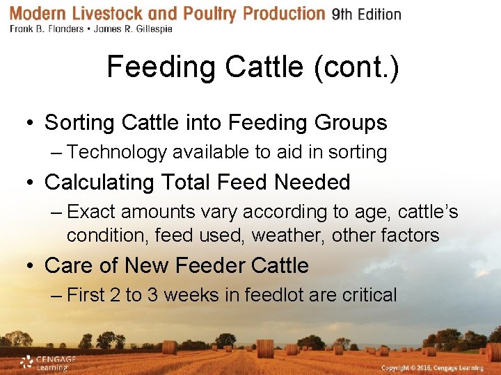 Feeding Cattle (cont. ) • Sorting Cattle into Feeding Groups – Technology available to